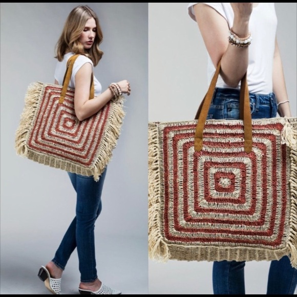 Oversized Square Jute Tote - Picture 3 of 4